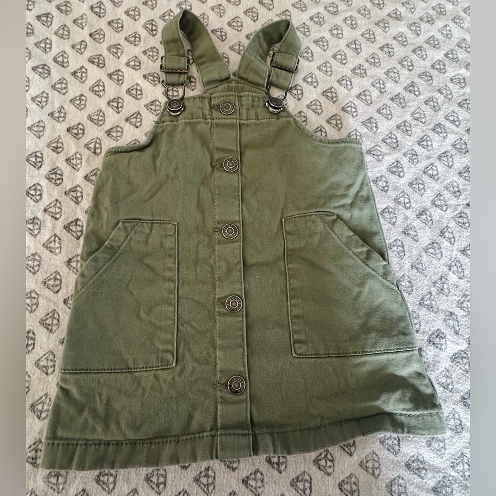 Kids Olive Green Button-Up Dress